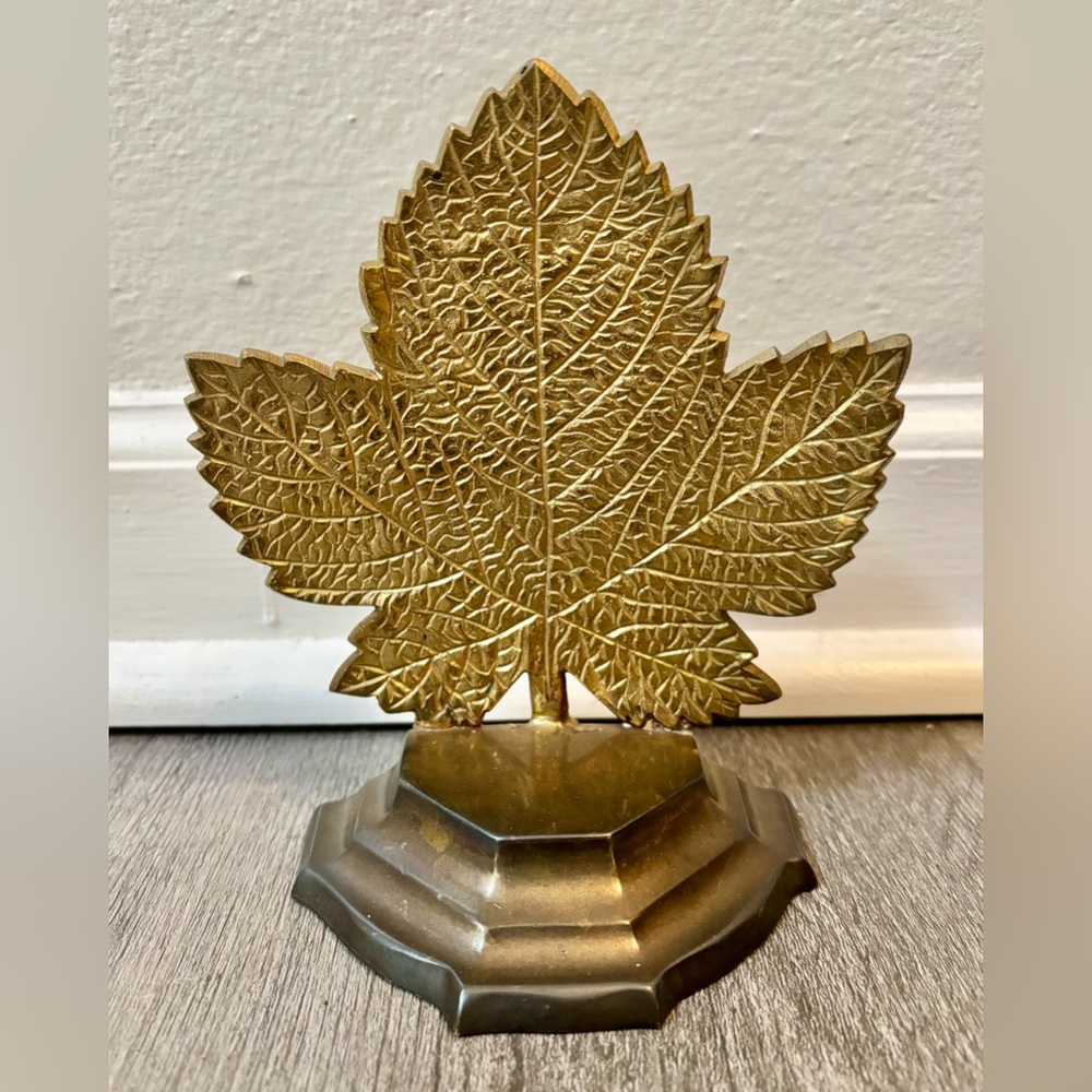 Vintage, Brass, Maple Leaf Bookend